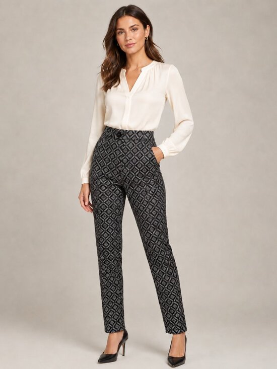Nanette Lepore Pants - Nanette Lepore Pants Women’s Size 10 Ankle Long Black White Geometric Work Wear